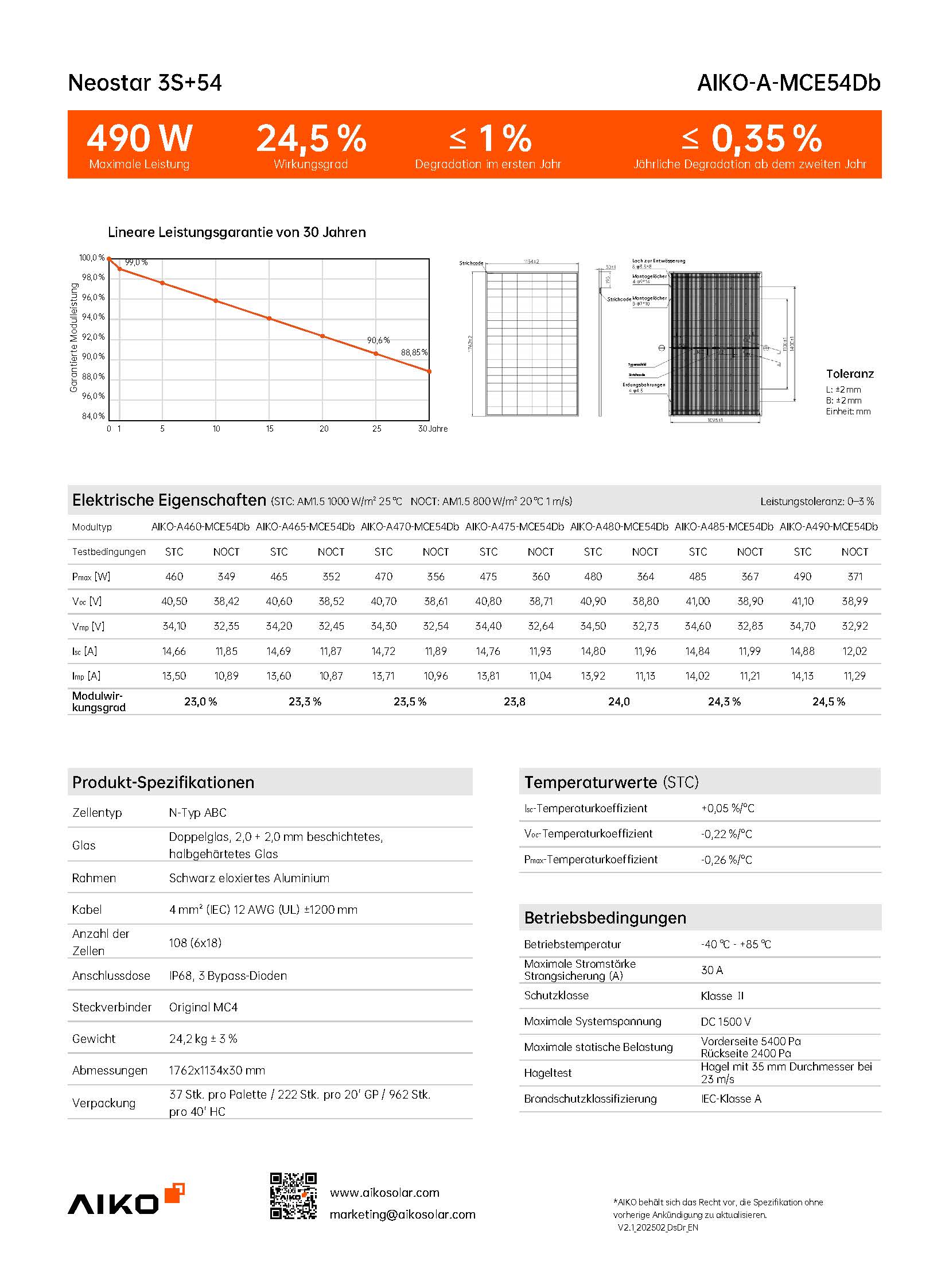Solarmodul AIKO - 480W 3S+ double glass – Bild 3